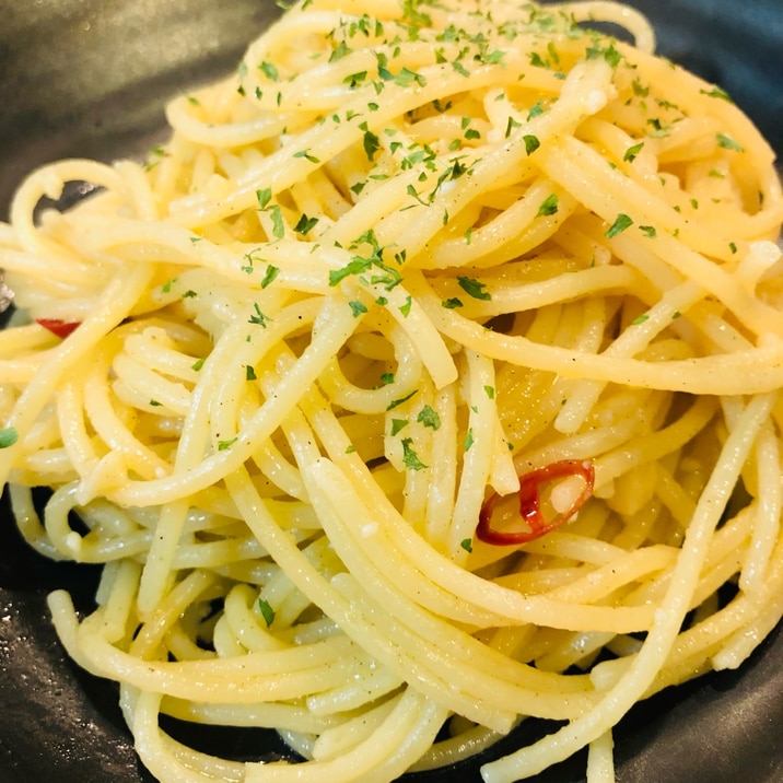 桃屋のきざみにんにくで!お店のペペロンチーノ